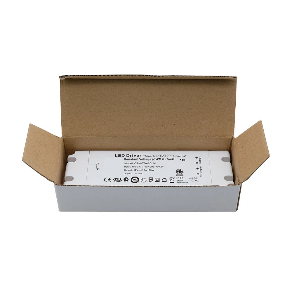 60W लगातार वोल्टेज अल्ट्रा थिन ट्राइक डिमेबल एलईडी ड्राइवर