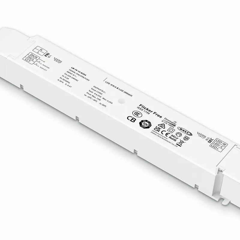 75W 12V लगातार वोल्टेज DALI डिमेबल एलईडी ड्राइवर