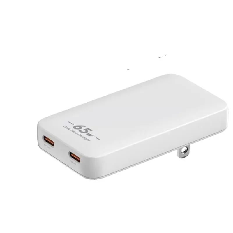 PD65W GaN USB-C अल्ट्रा-थिन वॉल चार्जर डुअल पोर्ट एडाप्टर